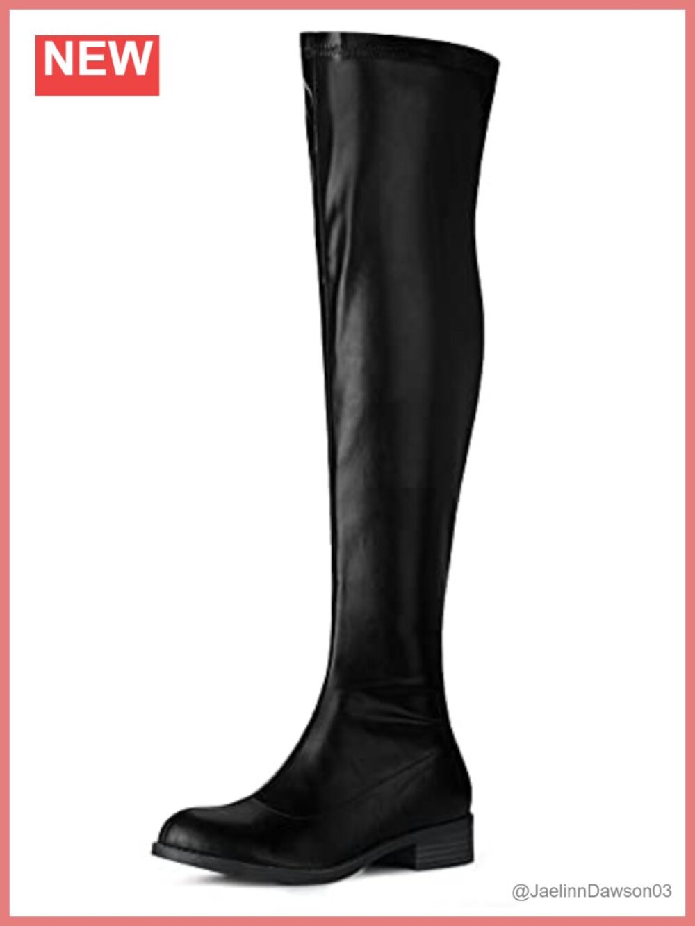 Faux Leather Over-the-Knee Boots Block Heel Round Toe Zip Closure